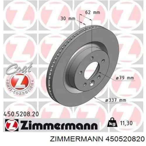 Freno de disco delantero 450520820 Zimmermann