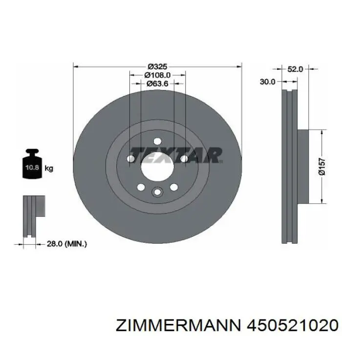 Freno de disco delantero 450521020 Zimmermann