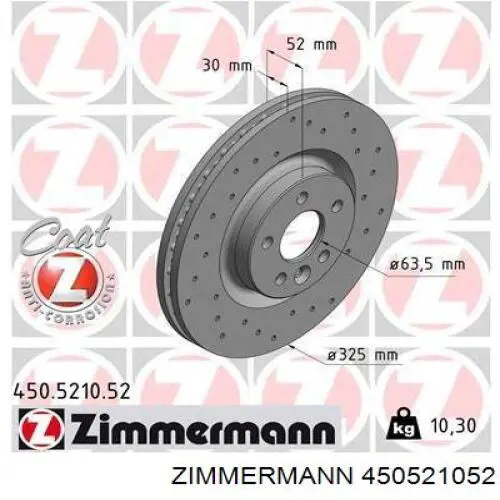 Freno de disco delantero 450521052 Zimmermann