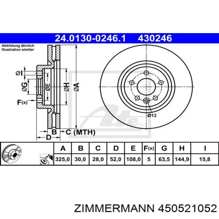 Купить 450521052 Zimmermann Ротор тормозной
