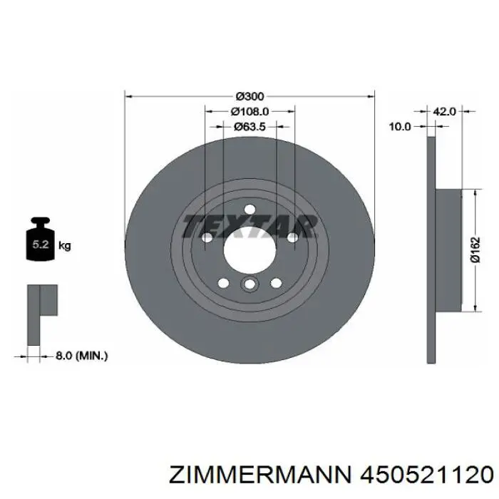 Задний тормозной диск Zimmermann 450521120 цена, от 49.96 USD