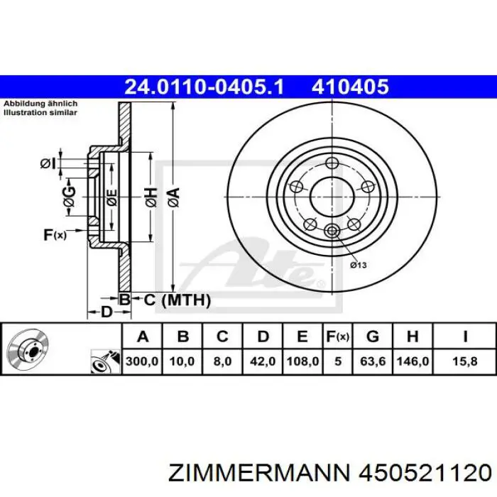 Disco de freno trasero 450521120 Zimmermann