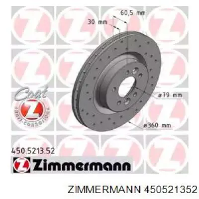 Тормоз дисковый передний Zimmermann 450521352 цена, от 135.33 USD