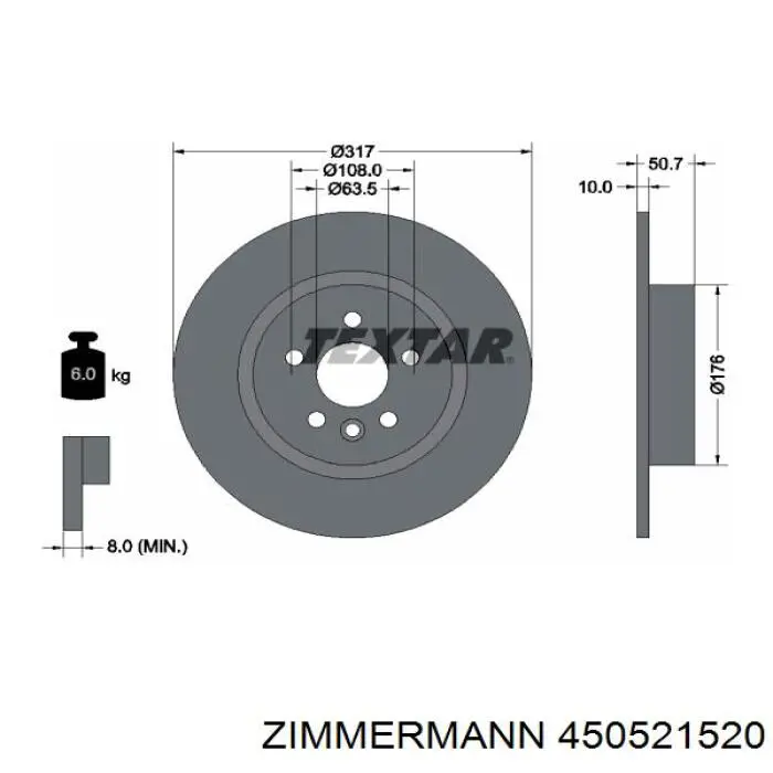 Купить 450521520 Zimmermann Диск тормозной задний