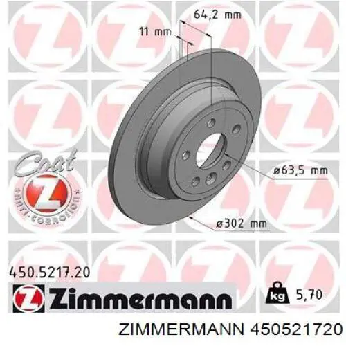 Тормозные диски 450521720 Zimmermann