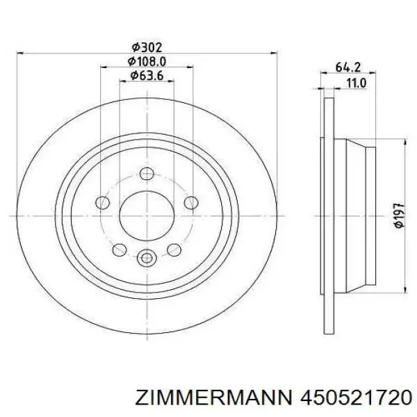 Купить 450521720 Zimmermann Диск тормозной задний