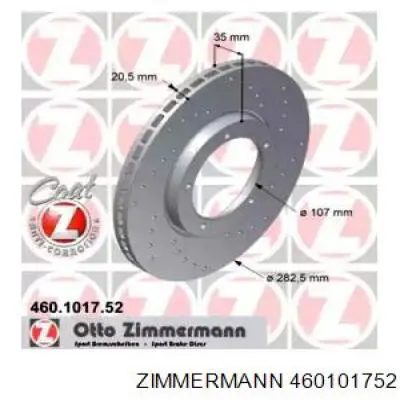 Передние тормозные диски 460101752 Zimmermann