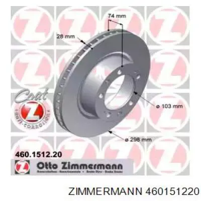 Передние тормозные диски 460151220 Zimmermann