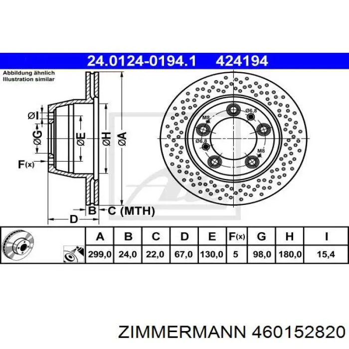 Задний тормозной диск Zimmermann 460152820 цена, от 113.62 USD