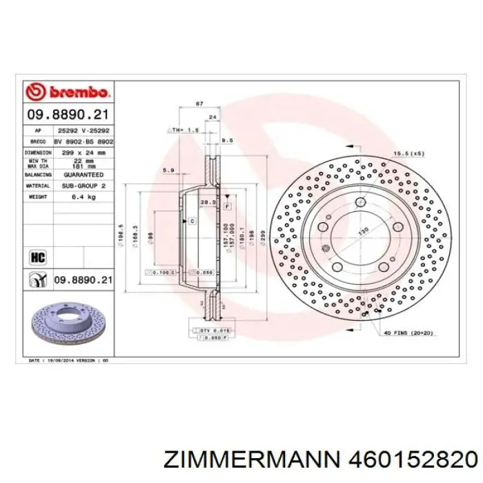 Купить 460152820 Zimmermann Диск тормозной задний