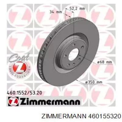 460155320 Zimmermann disco do freio dianteiro
