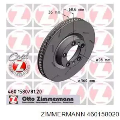 Передний тормозной диск Zimmermann 460158020