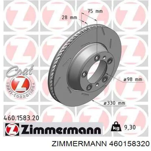 Тормозные диски 460158320 Zimmermann