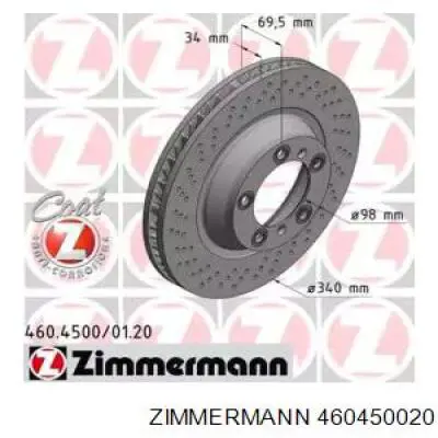 Передние тормозные диски 460450020 Zimmermann