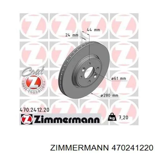 Тормоз дисковый передний Zimmermann 470241220 цена, от 38.07 USD