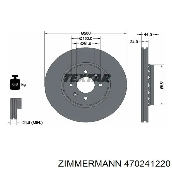 Купить 470241220 Zimmermann Ротор тормозной