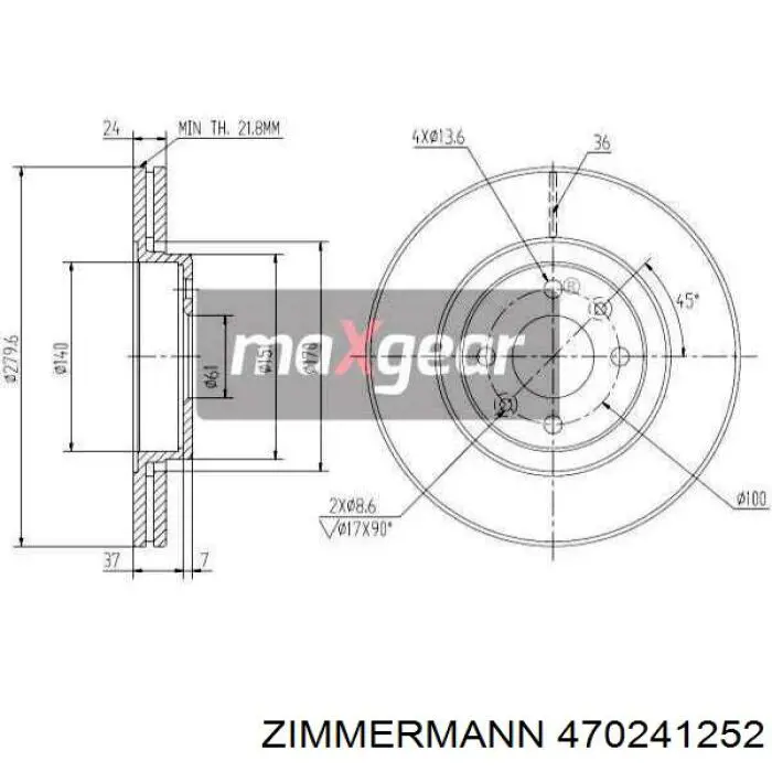 Передний тормозной диск Zimmermann 470241252