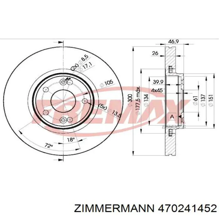 Передний тормозной диск Zimmermann 470241452