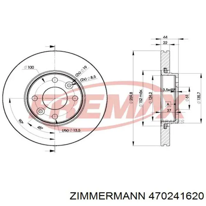 Передний тормозной диск Zimmermann 470241620