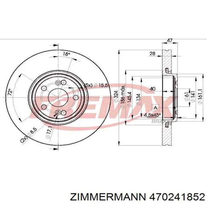 Передние тормозные диски 470241852 Zimmermann