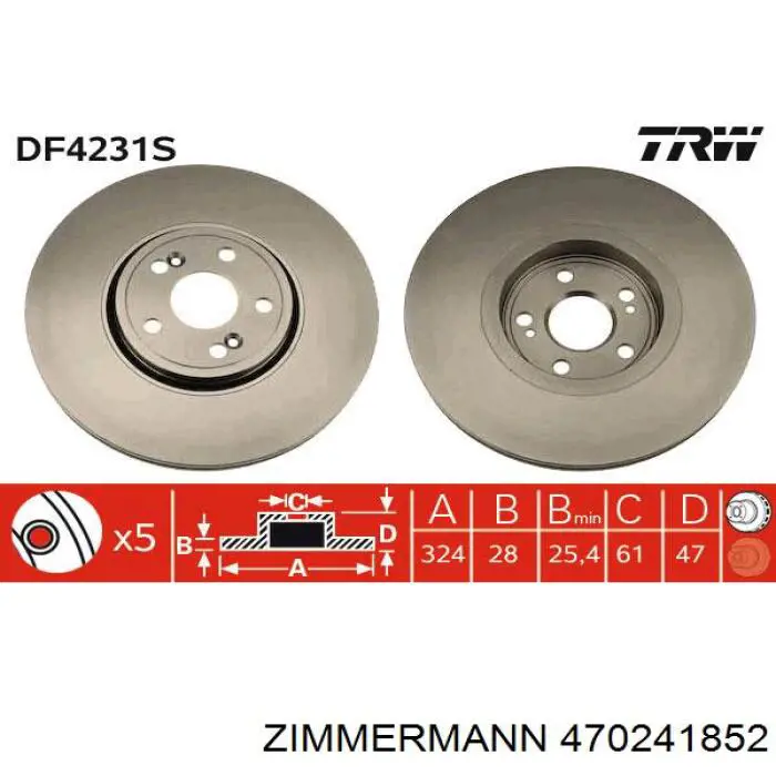Передний тормозной диск Zimmermann 470241852