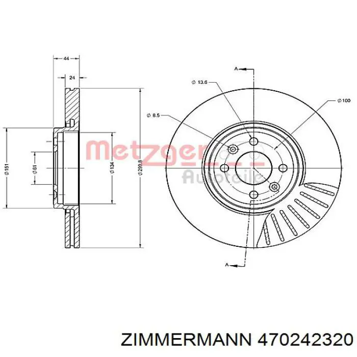 470242320 Zimmermann Диск тормозной передний