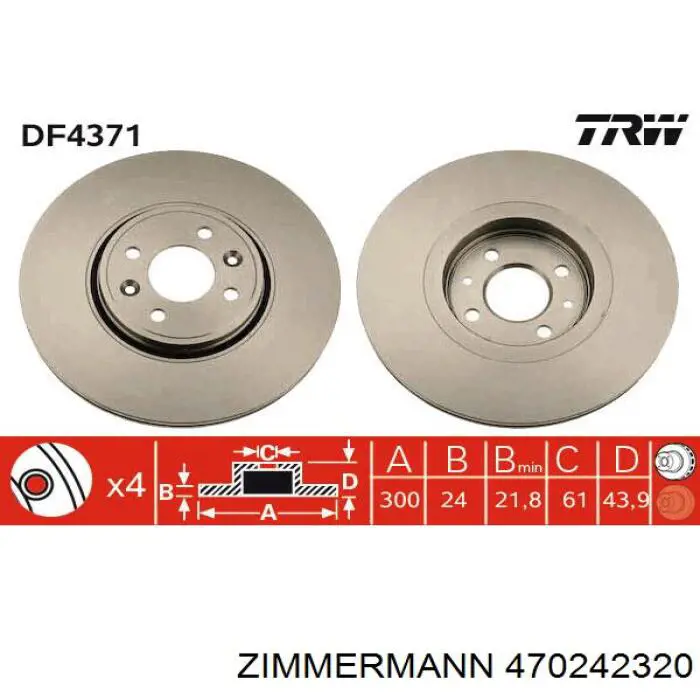 Тормоз дисковый передний Zimmermann 470242320 цена, от 52.81 USD