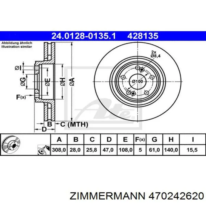 Передний тормозной диск Zimmermann 470242620