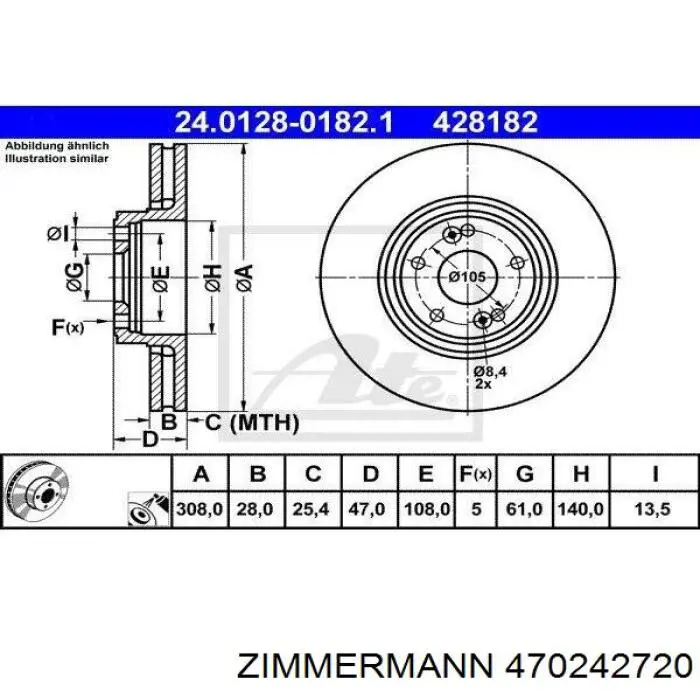 Купить 470242720 Zimmermann Ротор тормозной