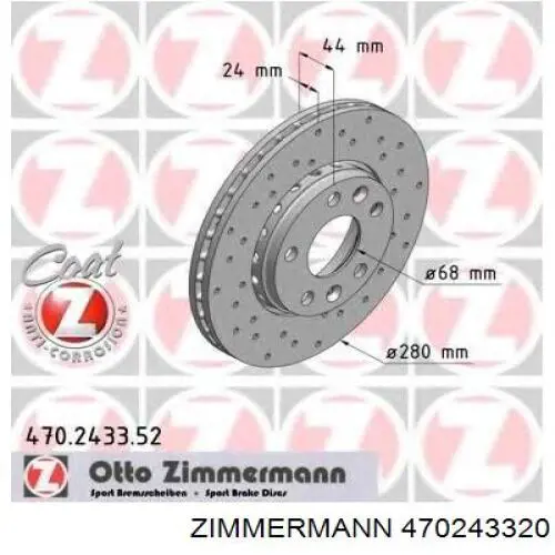 Тормоз дисковый передний Zimmermann 470243320 цена, от 46.74 USD