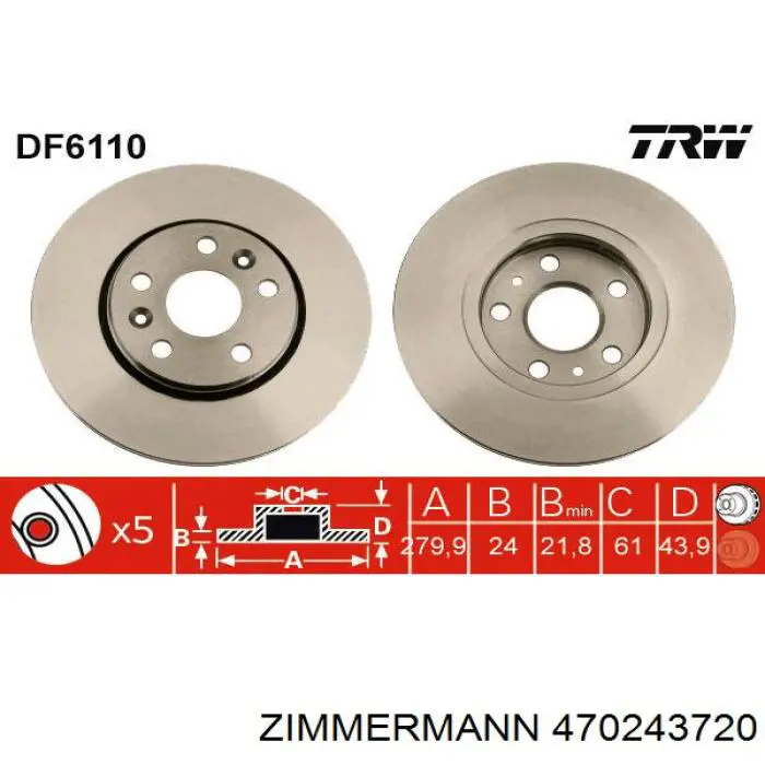 Тормоз дисковый передний Zimmermann 470243720 цена, от 57.07 USD