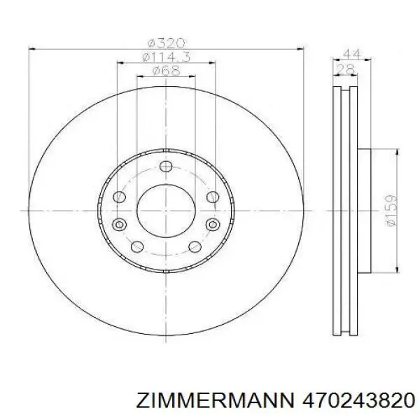 470243820 Zimmermann Диск тормозной передний