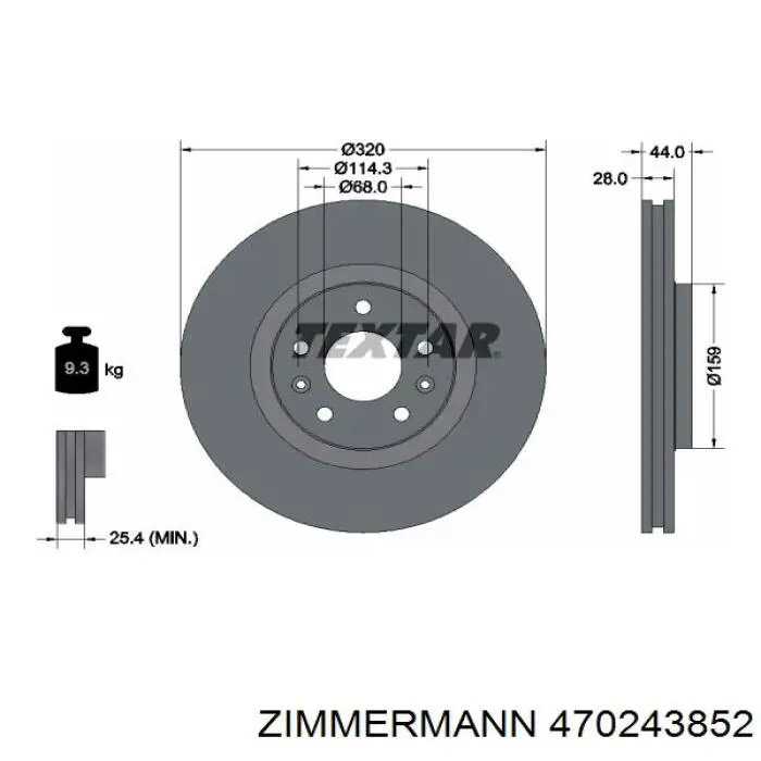 Тормоз дисковый передний Zimmermann 470243852 цена, от 76.97 USD