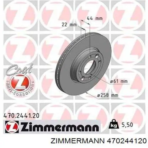 Freno de disco delantero 470244120 Zimmermann