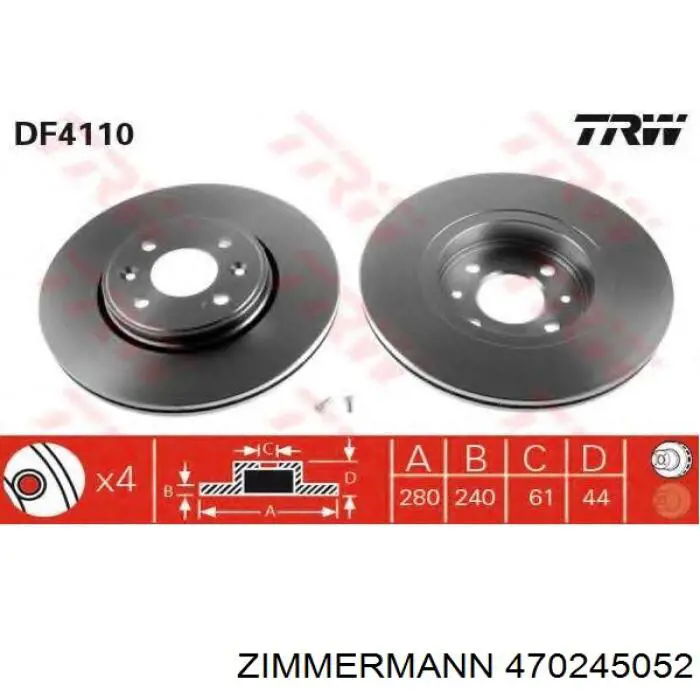 Передний тормозной диск Zimmermann 470245052