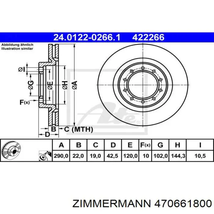 470661800 Zimmermann диск тормозной передний