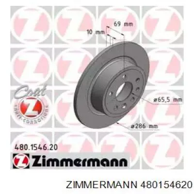480154620 Zimmermann диск тормозной задний