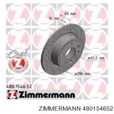 480154652 Zimmermann диск тормозной задний