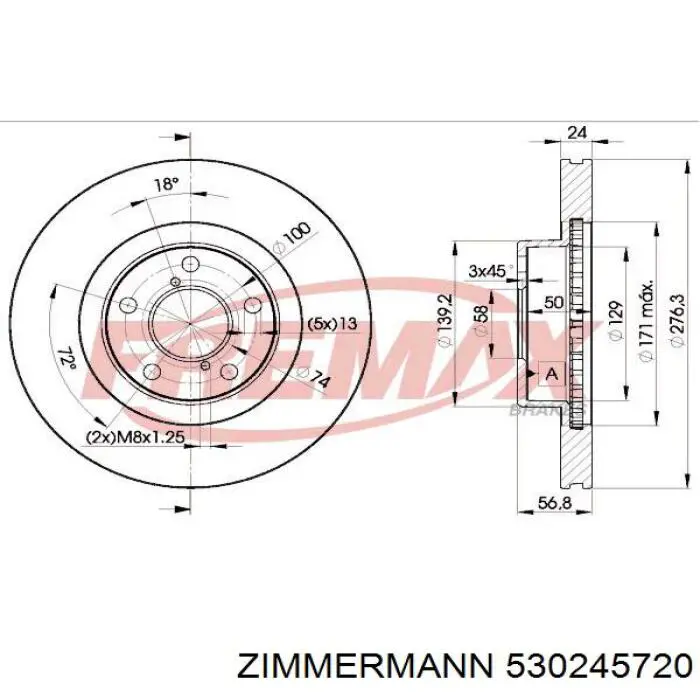 Купить 530245720 Zimmermann Ротор тормозной
