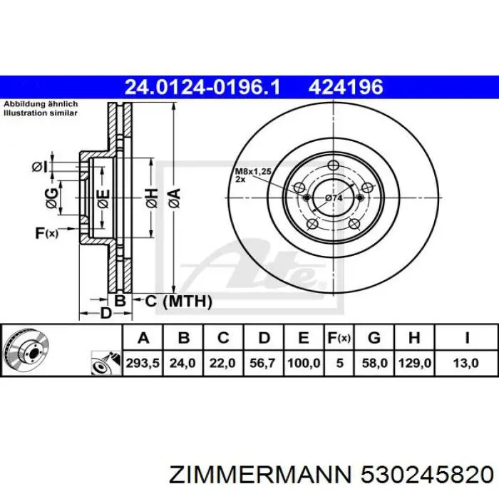 Купить 530245820 Zimmermann Ротор тормозной