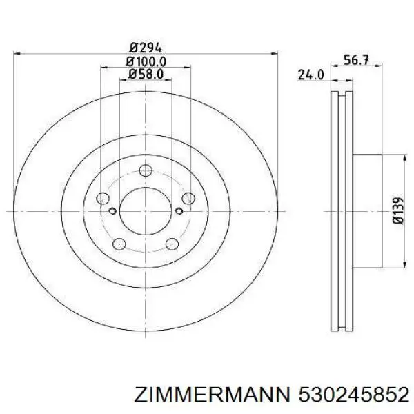 Передние тормозные диски 530245852 Zimmermann