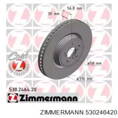 Купить 530246420 Zimmermann Ротор тормозной