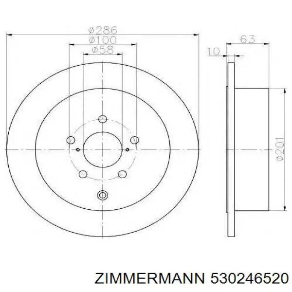 Задний дисковый тормоз Zimmermann 530246520