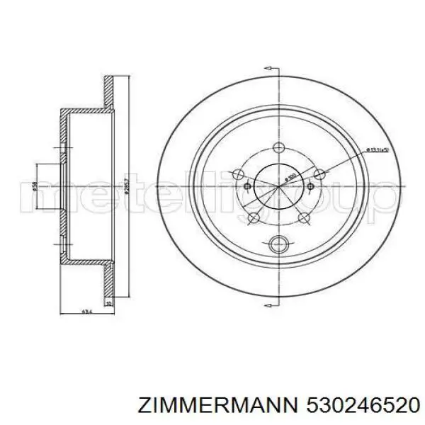 Задний тормозной диск Zimmermann 530246520 цена, от 45.09 USD