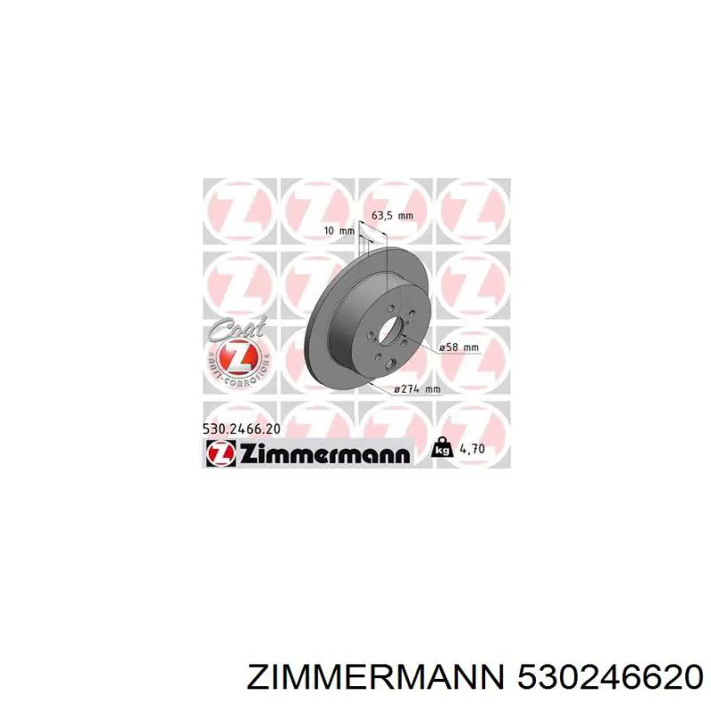 Тормозные диски 530246620 Zimmermann