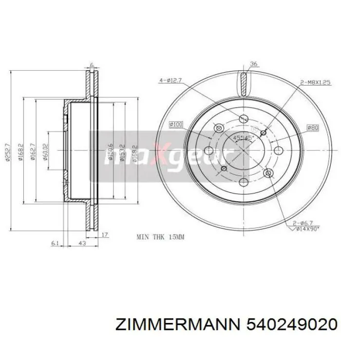 Тормоз дисковый передний Zimmermann 540249020 цена, от 29.85 USD