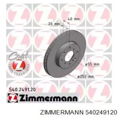 Freno de disco delantero 540249120 Zimmermann