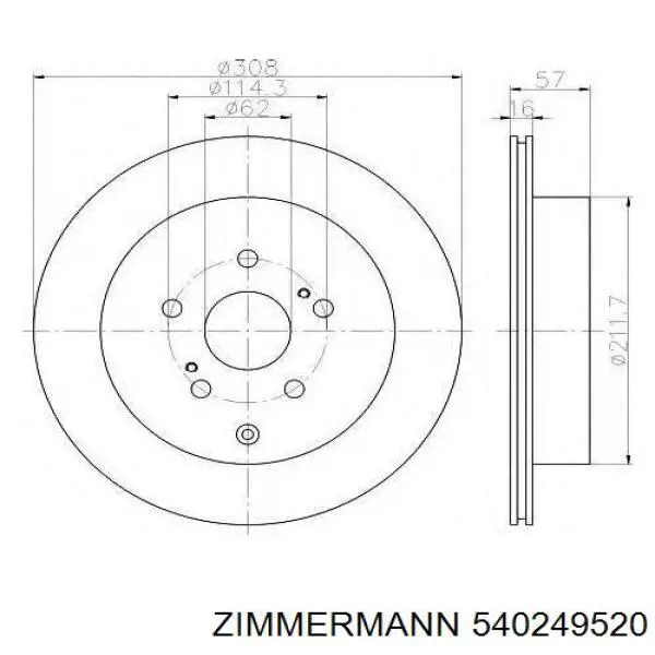 Задний дисковый тормоз Zimmermann 540249520