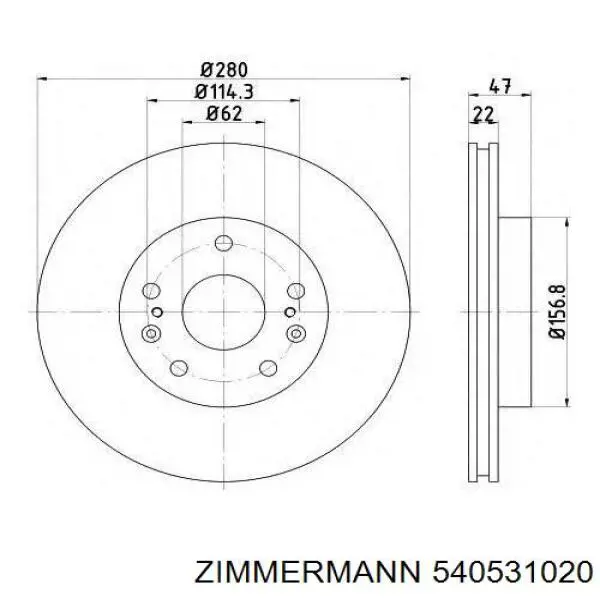 Передние тормозные диски 540531020 Zimmermann