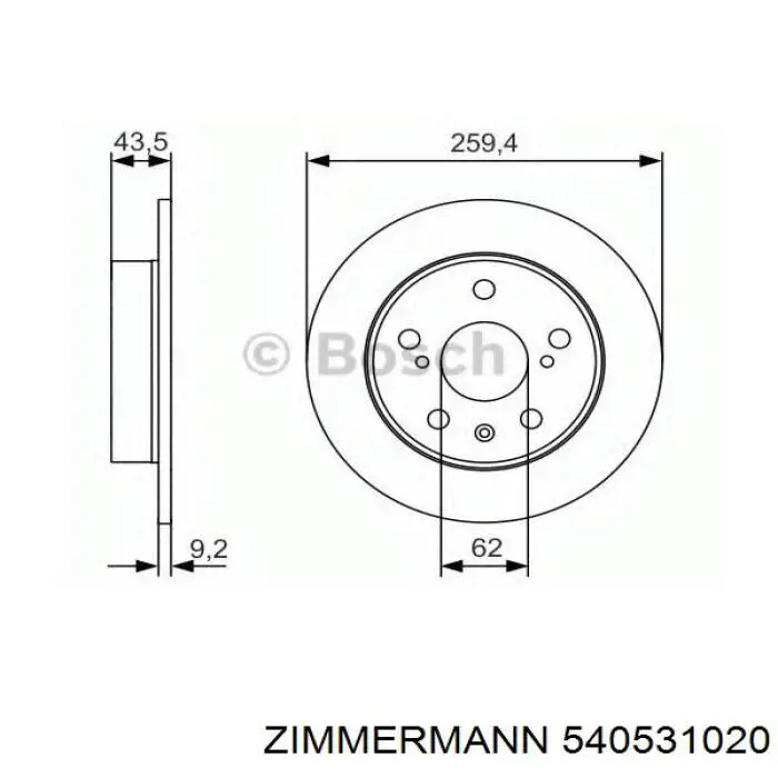 540531020 Zimmermann Диск тормозной передний